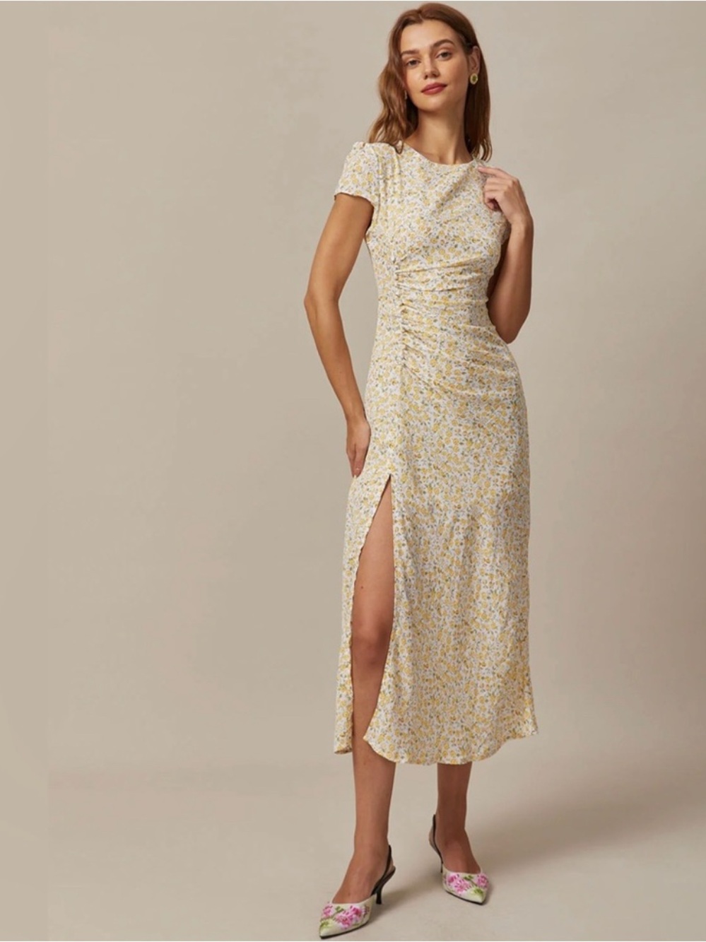 Floral Yellow Rihoas Dress